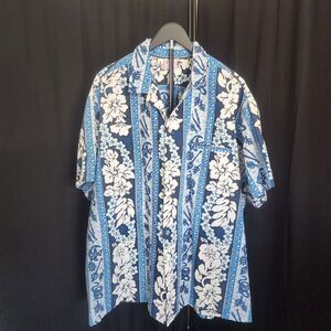 Vintage Kalena Fashions of Hawaii Men's 4XL Aloha Shirt - Blue & White Panel